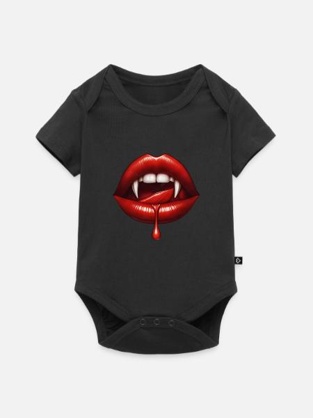 Vampir-Lippenbiss mit Tropf - Baby Premium Kurzarmbody - Schwarz