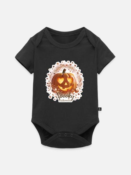Sparky - Herzaugen Kürbis Halloween Design - Baby Premium Kurzarmbody - Schwarz
