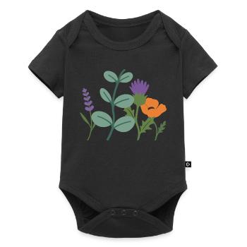 Mohn Blumen Lavendel Distel - Baby Premium Kurzarmbody - Schwarz - Vorne