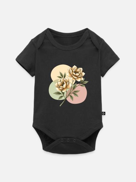 Pastellblüten Illustration - Baby Premium Kurzarmbody - Schwarz