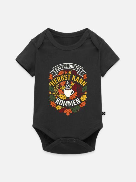 Kaffee duftet | Herbstzeit | gemütlich - Baby Premium Kurzarmbody - Schwarz