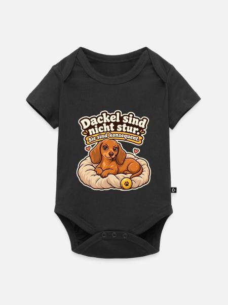 Dackelbesitzer Dackel Spruch Stur Konsequent - Baby Premium Kurzarmbody - Schwarz