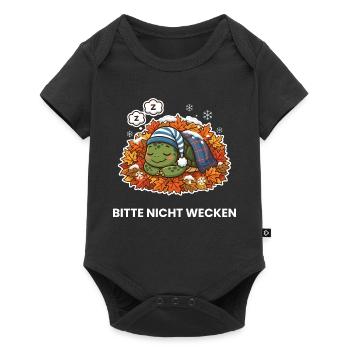 Schlafende Schildkröte im Herbstlaub - Baby Premium Kurzarmbody - Schwarz - Vorne