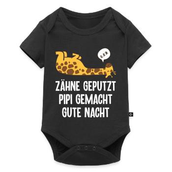 Giraffe Zähne Geputzt Gute Nacht Lustiger Spruch - Baby Premium Kurzarmbody - Schwarz - Vorne