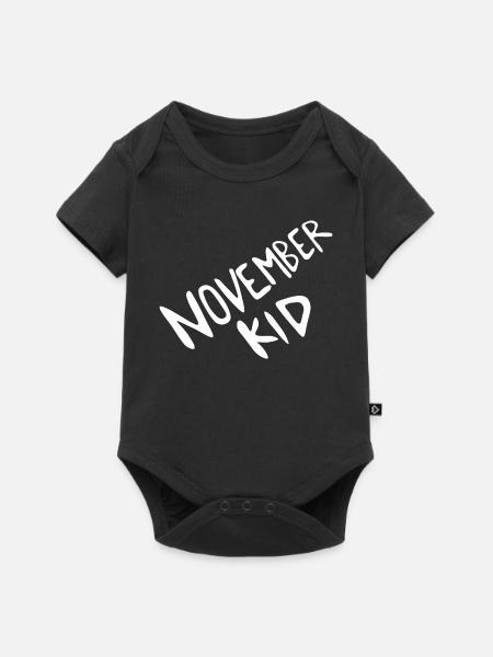 November Kid Schriftzug - Baby Premium Kurzarmbody - Schwarz