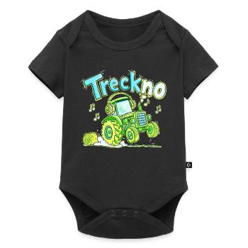 Treckno Traktor Techno Trecker Landwirt Party - Baby Premium Kurzarmbody - Schwarz - Vorne