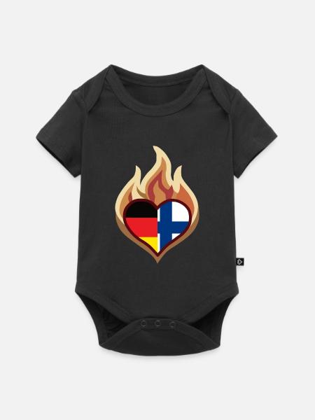 Flammenherz Deutschland Finnland - Baby Premium Kurzarmbody - Schwarz
