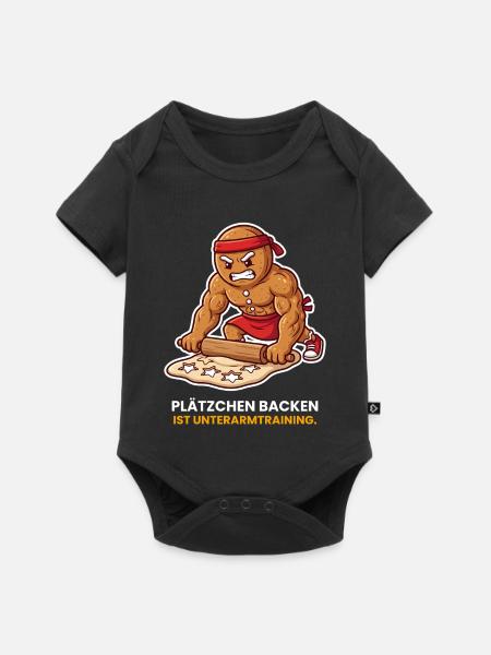 Lebkuchenmann Plätzchen backen Unterarmtraining - Baby Premium Kurzarmbody - Schwarz