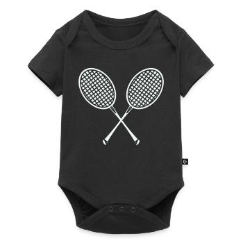 Kreuzende Badminton Schläger Grafik - Baby Premium Kurzarmbody - Schwarz - Vorne
