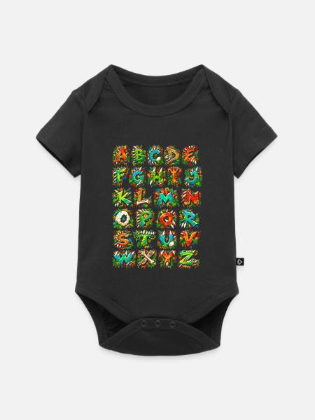 Explosives Tropenalphabet - Baby Premium Kurzarmbody - Schwarz