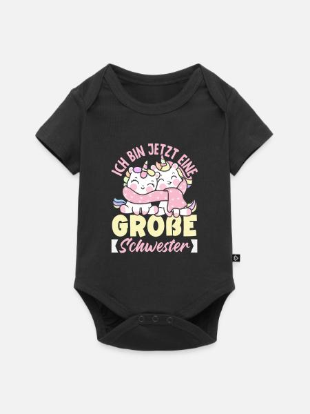 Ich werde Große Schwester Schwangerschaft - Baby Premium Kurzarmbody - Schwarz