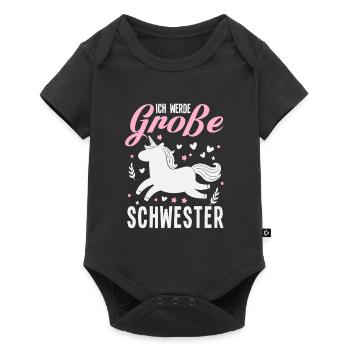 Ich werde Große Schwester Schwangerschaft - Baby Premium Kurzarmbody - Schwarz - Vorne