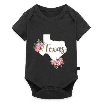 Texas Karte Blumen Floral Western Cowgirl Texas - Baby Premium Kurzarmbody - Schwarz - Vorne