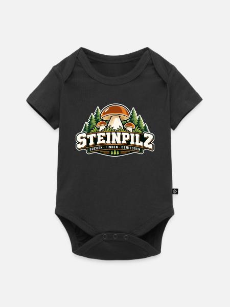 Steinpilz Waldpfad Design - Baby Premium Kurzarmbody - Schwarz