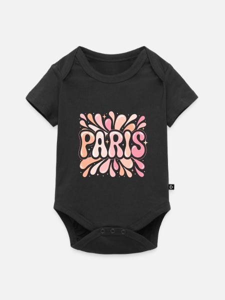 Paris Pastel Pop Art Mädchen Chic - Baby Premium Kurzarmbody - Schwarz