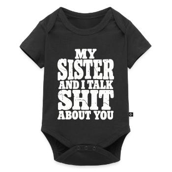 Geschwister Schwester Spruch Idee - Baby Premium Kurzarmbody - Schwarz - Vorne