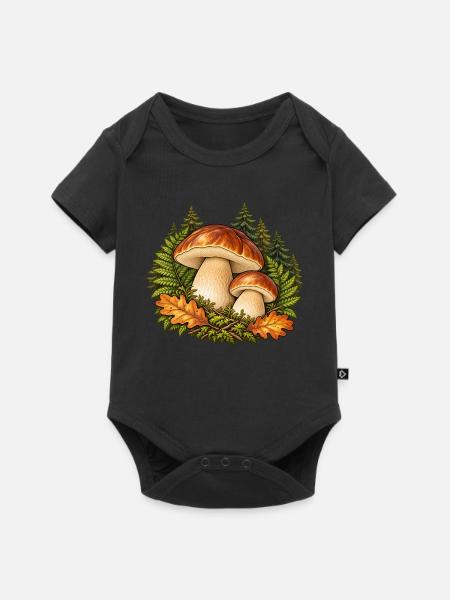 Steinpilze im Wald - Baby Premium Kurzarmbody - Schwarz