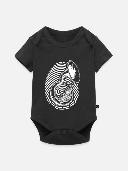 Sousaphon Im Fingerabdruck Für Blasmusikfans - Baby Premium Kurzarmbody - Schwarz