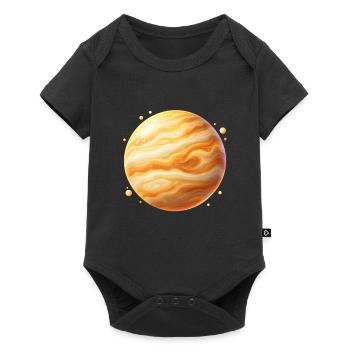 Goldplanet Jupiter Wirbel - Baby Premium Kurzarmbody - Schwarz - Vorne
