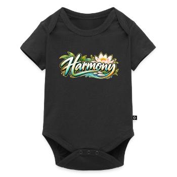 Harmony: Lotusfluss Zen-Muster - Baby Premium Kurzarmbody - Schwarz - Vorne