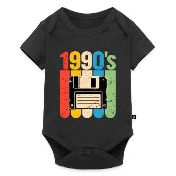 1990er Retro Computer Nostalgie mit Diskette - Baby Premium Kurzarmbody - Schwarz - Vorne