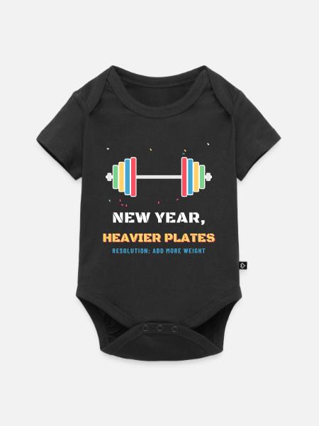 Neujahr Schwerere Teller Lustiges Gewichtheben - Baby Premium Kurzarmbody - Schwarz