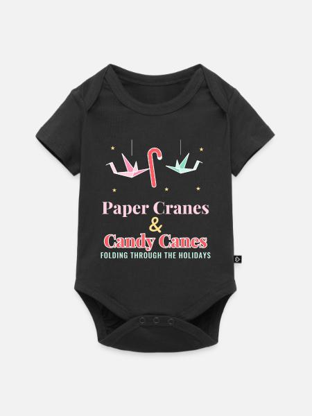 Papierkraniche und Zuckerstangen-Weihnachtsorigami - Baby Premium Kurzarmbody - Schwarz