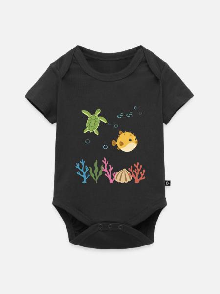 Meeresschildkröte Unterwasser Kinder Meer - Baby Premium Kurzarmbody - Schwarz