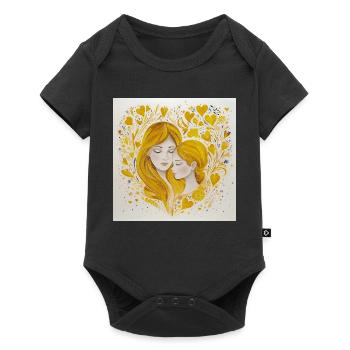 Mutter und Tochter – Liebe in Gold - Baby Premium Kurzarmbody - Schwarz - Vorne