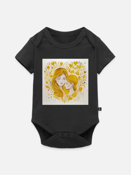 Mutter und Tochter – Liebe in Gold - Baby Premium Kurzarmbody - Schwarz