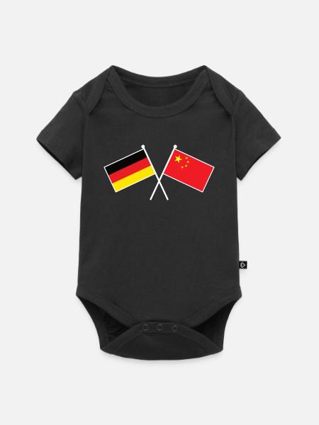 Germany x China Friendship Flags - Baby Premium Kurzarmbody - Schwarz