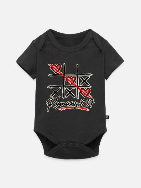 Tic-Tac-Toe-  Römer 8,37 Christliches Design - Baby Premium Kurzarmbody - Schwarz