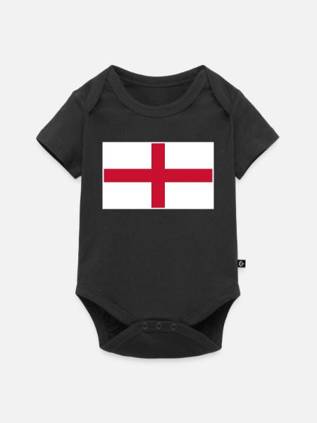 England Flag Classic Frame - Baby Premium Kurzarmbody - Schwarz