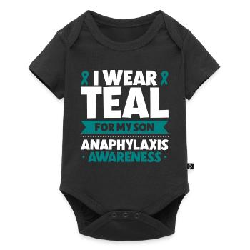 Anaphylaxie Sohn - Ich trag Türkis - Baby Premium Kurzarmbody - Schwarz - Vorne