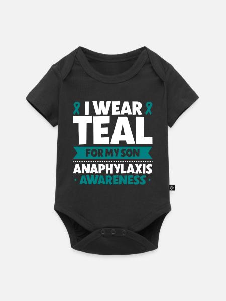 Anaphylaxie Sohn - Ich trag Türkis - Baby Premium Kurzarmbody - Schwarz