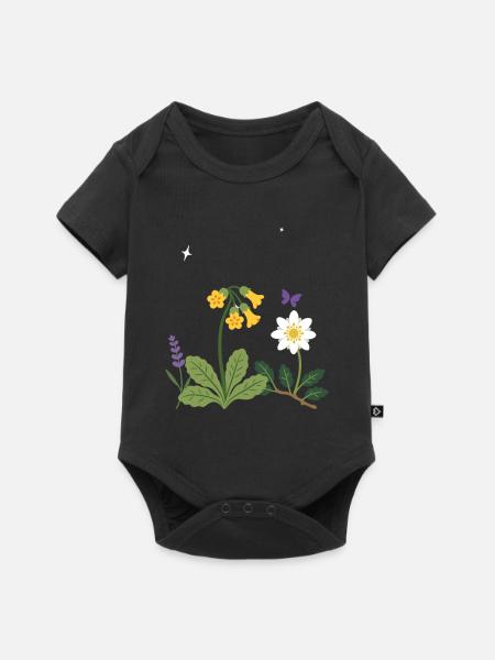 Blumen botanisch Pflanzenwelt Geschenkidee Design - Baby Premium Kurzarmbody - Schwarz