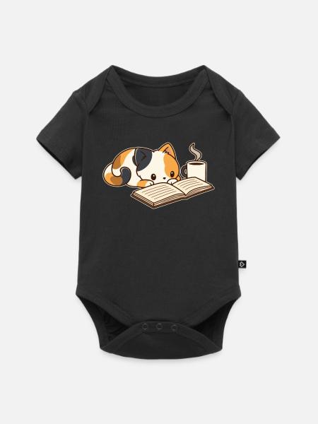 Lesepause mit Kaffee - Baby Premium Kurzarmbody - Schwarz