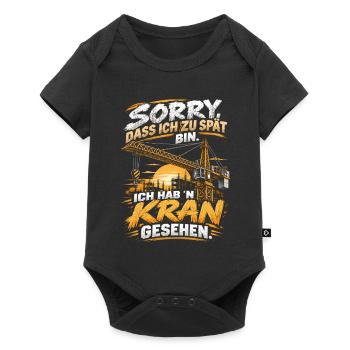 Zu spät? Kran gesehen Bauwitz Shirt - Baby Premium Kurzarmbody - Schwarz - Vorne