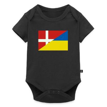Dänemarkische Ukraine-Flagge – dänische und ukrainische Flagge - Baby Premium Kurzarmbody - Schwarz - Vorne