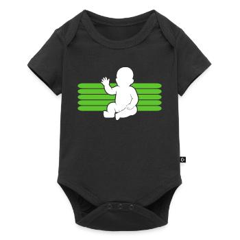 Baby Motiv winken Body Strampler Lustige Sprüche - Baby Premium Kurzarmbody - Schwarz - Vorne