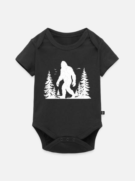 Bigfoot Moon Forest Night Silhouette - Baby Premium Kurzarmbody - Schwarz