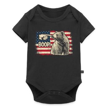 Funny Bear Boop The Snoot American Flag Patriotic - Baby Premium Kurzarmbody - Schwarz - Vorne