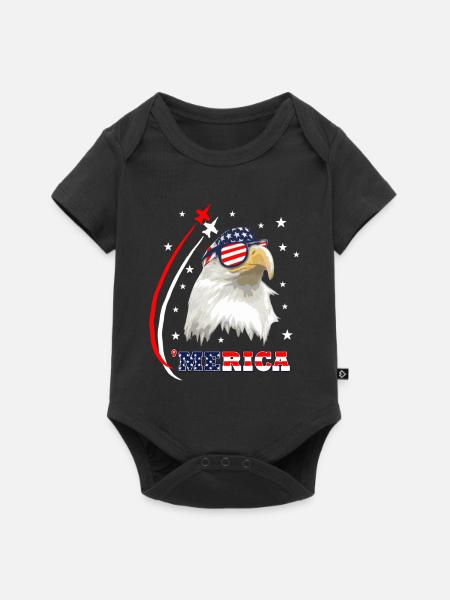 Merica Eagle - Baby Premium Kurzarmbody - Schwarz