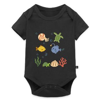 Nautilus Unterwasser Kinder Meeresschildkröte Meer - Baby Premium Kurzarmbody - Schwarz - Vorne