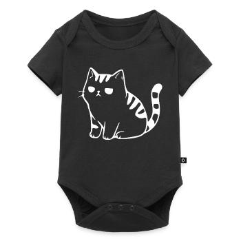 Lustige Katze Minimalistisches Katzen Geschenk  - Baby Premium Kurzarmbody - Schwarz - Vorne