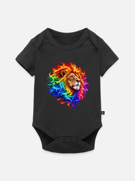 Feuerregenbogenlöwe - Baby Premium Kurzarmbody - Schwarz