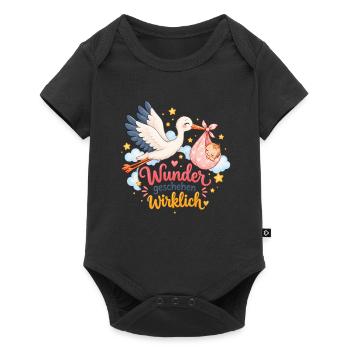 Wunder geschehen wirklich Storch Baby - Baby Premium Kurzarmbody - Schwarz - Vorne