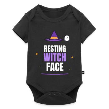 Resting Witch Face Halloween Witch Hat Ghost Funny - Baby Premium Kurzarmbody - Schwarz - Vorne