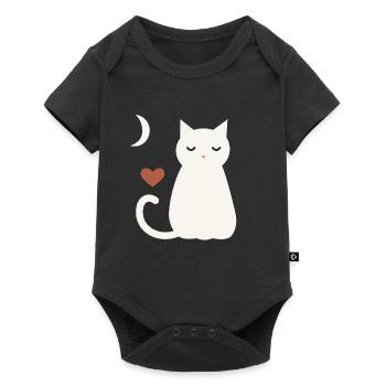 Halloween Katze Damen - Baby Premium Kurzarmbody - Schwarz - Vorne