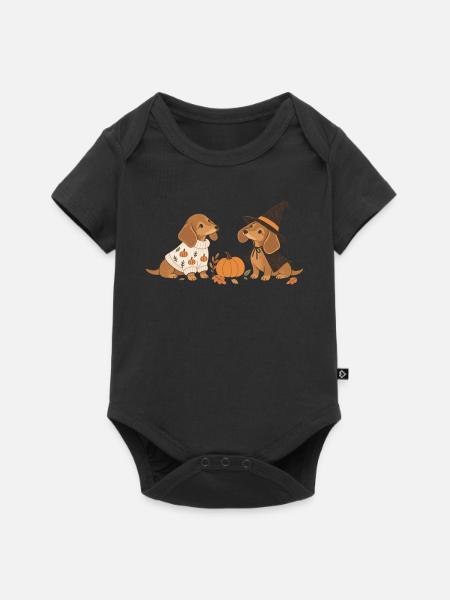 Halloween Dachshund Besties - Baby Premium Kurzarmbody - Schwarz